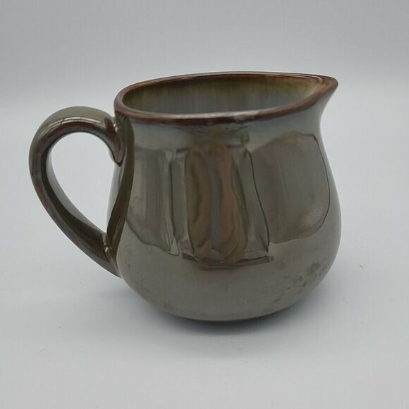 Sango Creamer Pitcher Stoneware Green Brown Glaze Pottery Nice - Picture 10 of 12